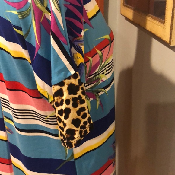 Watermelon Blue Stripe/Leopard Print T-Shirt - Picture 4 of 8